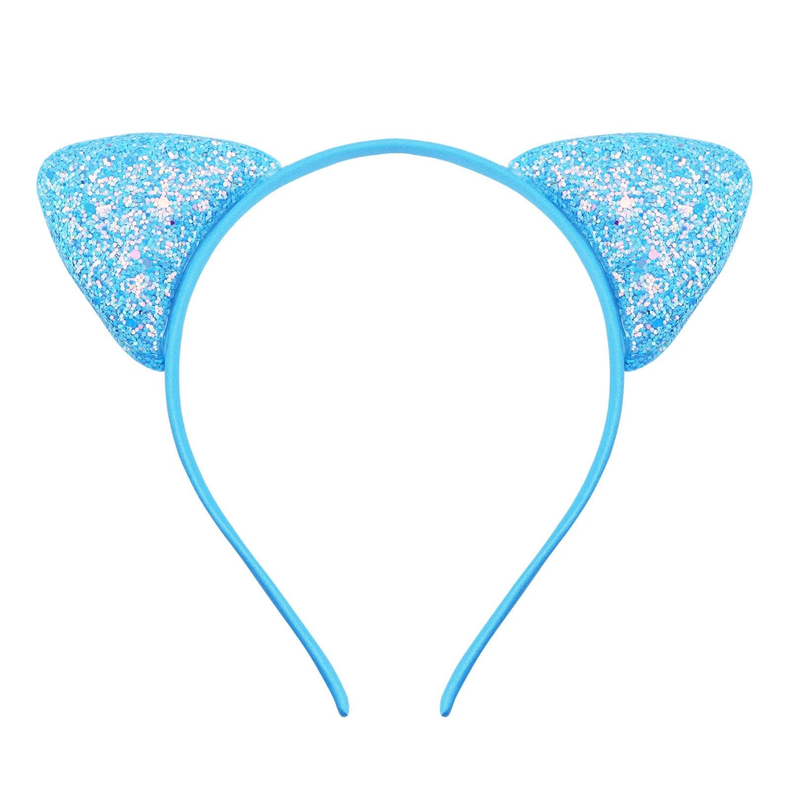 Glitter Sequins Cat Ears Head band, 12 Color Variations - Just Cats - Gifts for Cat Lovers