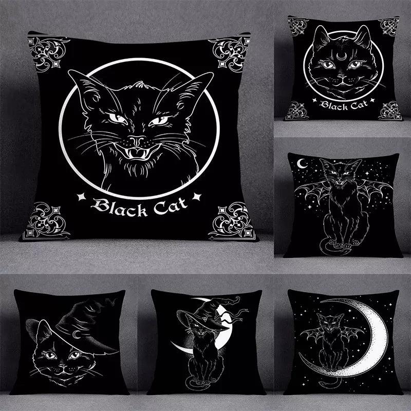 Gothic Black Cat Decorative Pillowcase, 4 sizes, 14 desings - Just Cats - Gifts for Cat Lovers