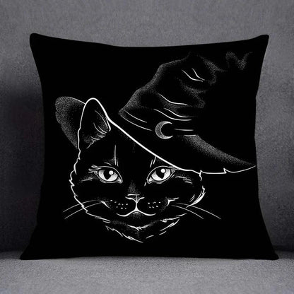 Gothic Black Cat Decorative Pillowcase, 4 sizes, 14 desings - Just Cats - Gifts for Cat Lovers