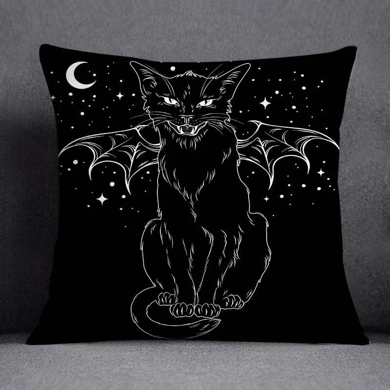 Gothic Black Cat Decorative Pillowcase, 4 sizes, 14 desings - Just Cats - Gifts for Cat Lovers