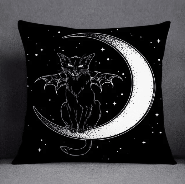 Gothic Black Cat Decorative Pillowcase, 4 sizes, 14 desings - Just Cats - Gifts for Cat Lovers