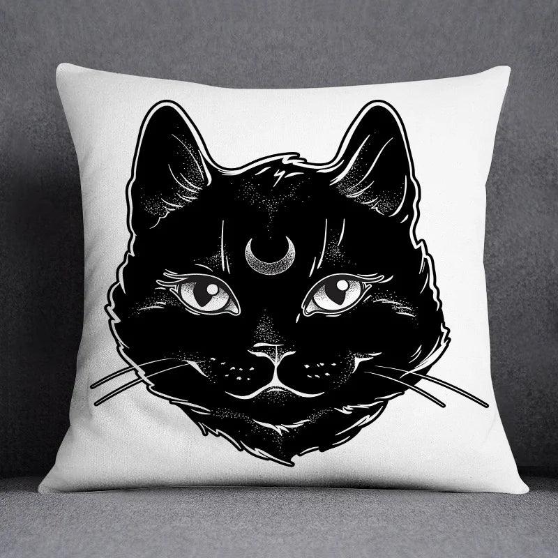 Gothic Black Cat Decorative Pillowcase, 4 sizes, 14 desings - Just Cats - Gifts for Cat Lovers