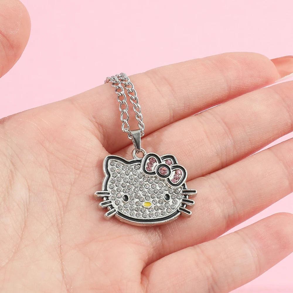 Hello Kitty Rhinestone Pendant Necklace - Just Cats - Gifts for Cat Lovers