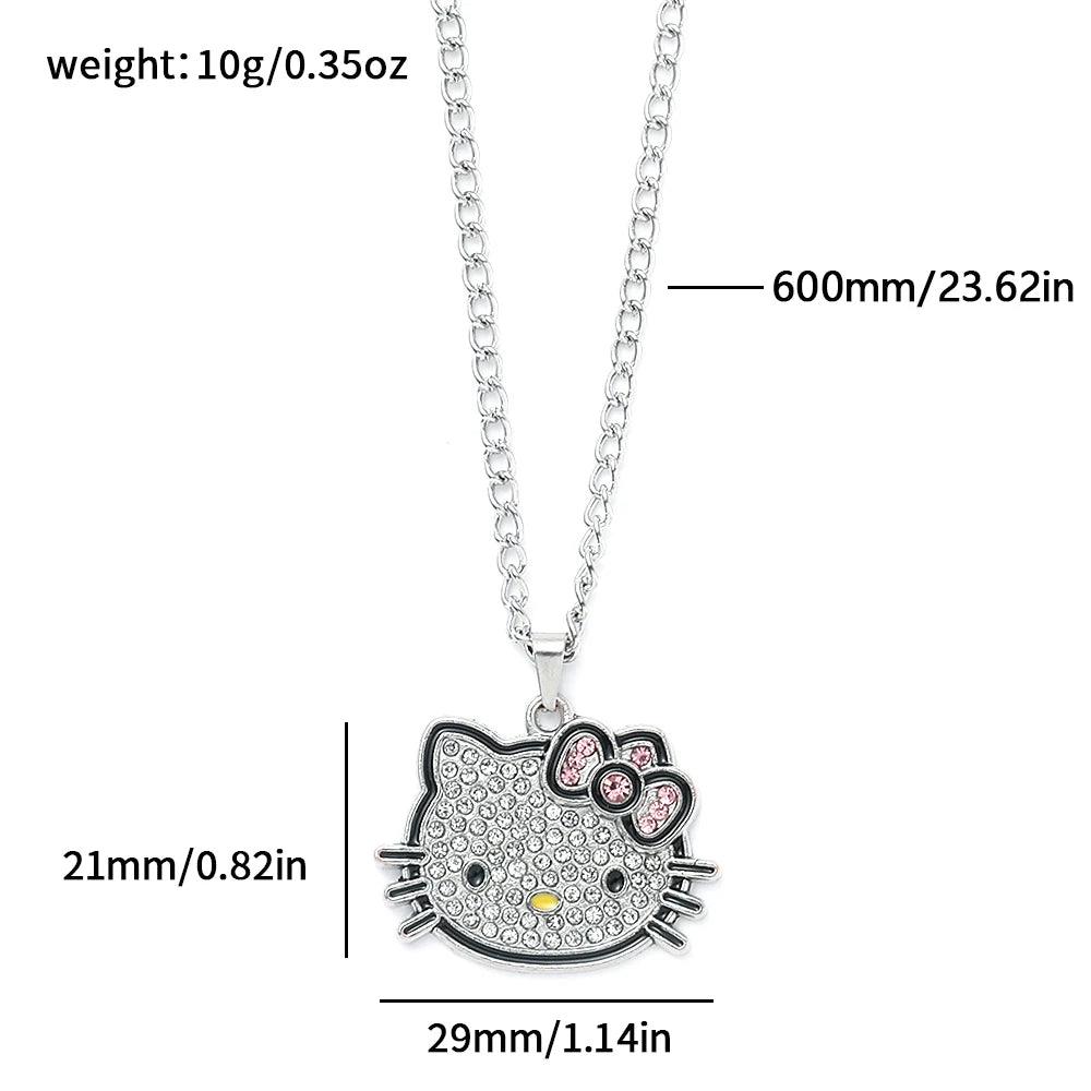 Hello Kitty Rhinestone Pendant Necklace - Just Cats - Gifts for Cat Lovers