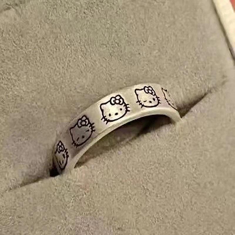 Hello Kitty Silver Ring Band - Just Cats - Gifts for Cat Lovers