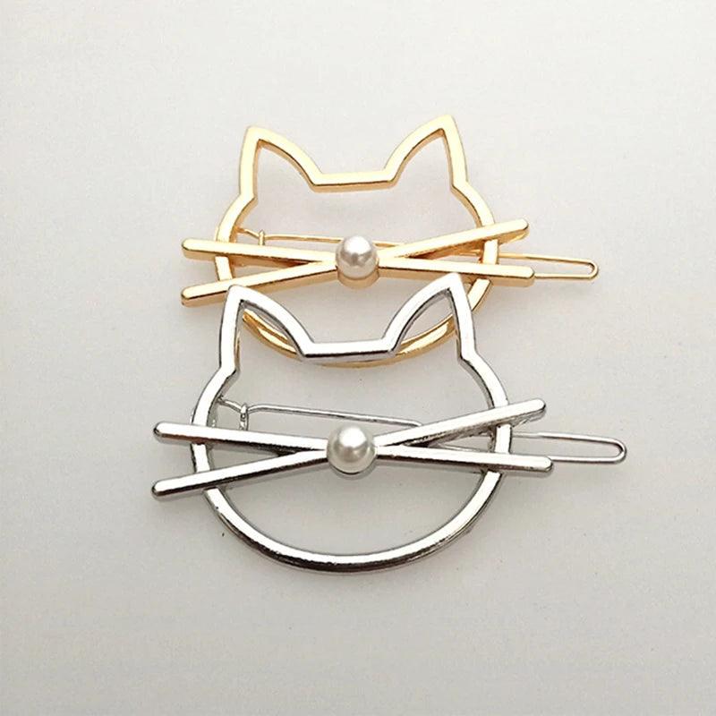 Hollow Cat Hair Pin, Gold/Silver - Just Cats - Gifts for Cat Lovers