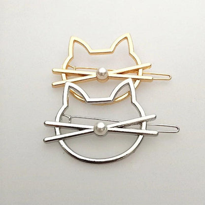 Hollow Cat Hair Pin, Gold/Silver - Just Cats - Gifts for Cat Lovers