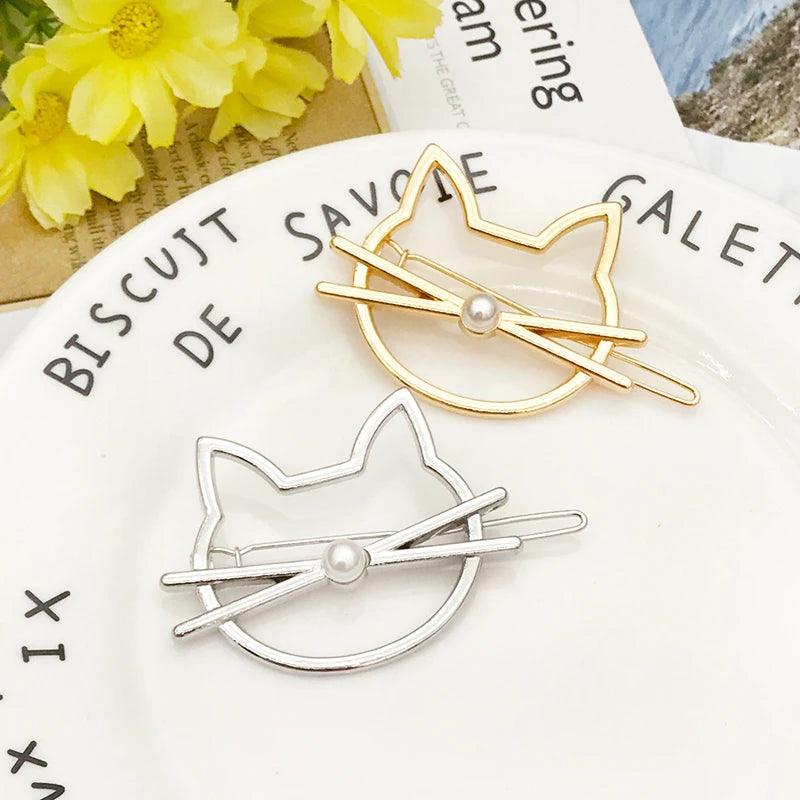 Hollow Cat Hair Pin, Gold/Silver - Just Cats - Gifts for Cat Lovers