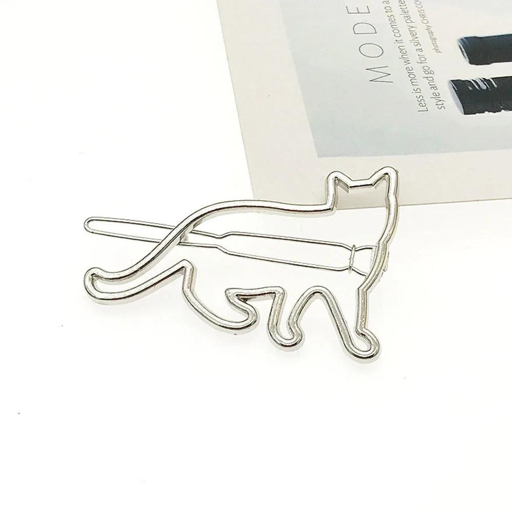 Hollow Cat Shape Hairclip, Silver/Gold, Minimum order 2PCS - Just Cats - Gifts for Cat Lovers