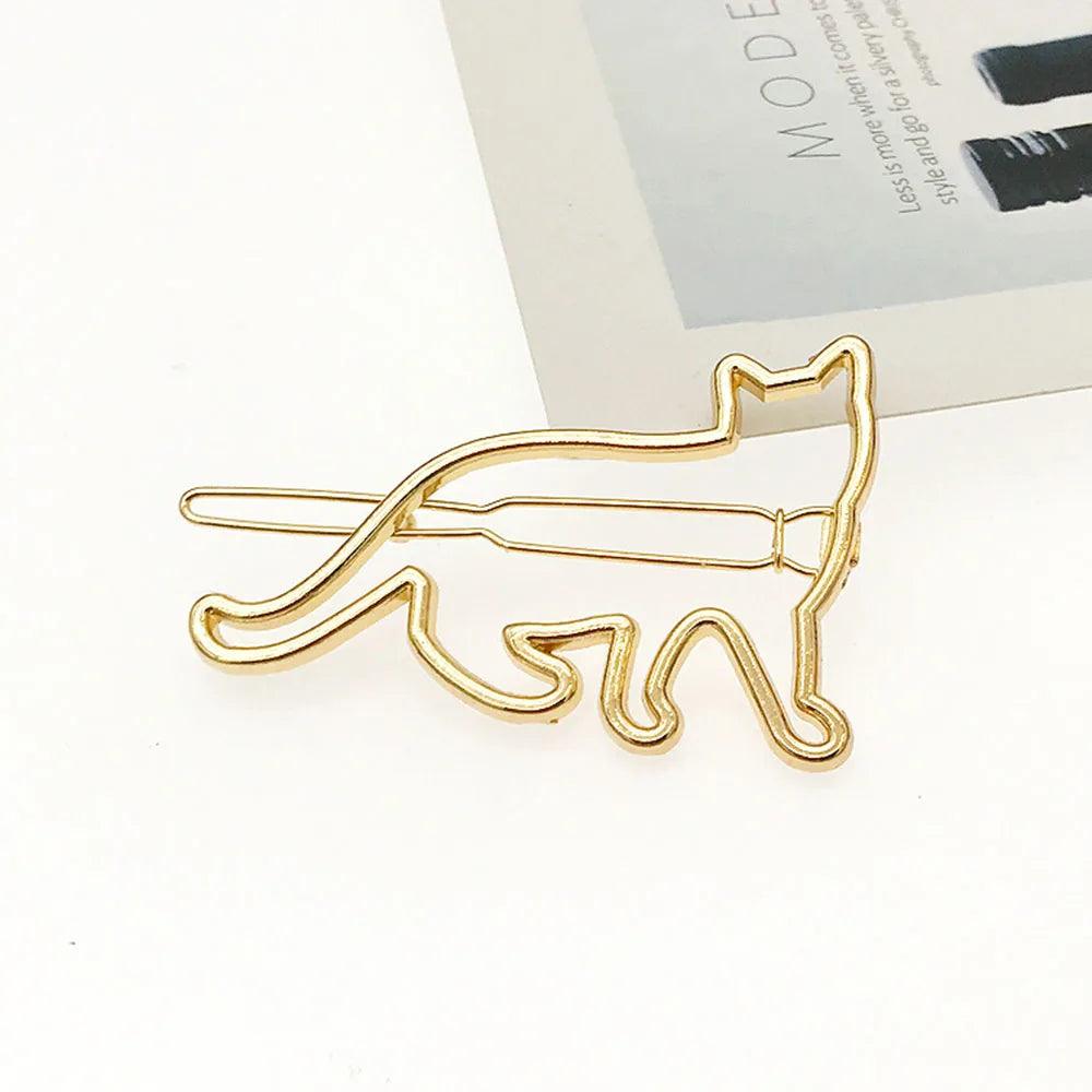 Hollow Cat Shape Hairclip, Silver/Gold, Minimum order 2PCS - Just Cats - Gifts for Cat Lovers