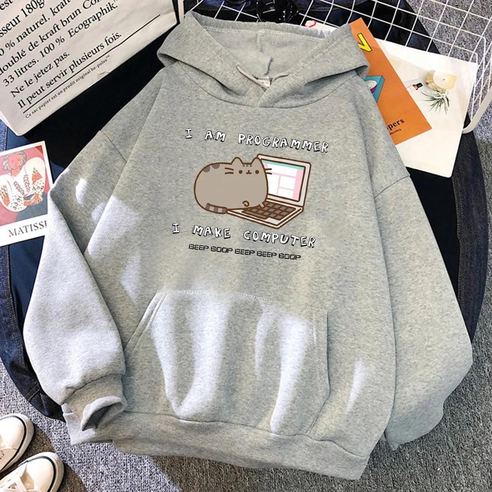 I Am Programmer Pusheen Cat Hoodie, 11 Colors, S-2XL - Just Cats - Gifts for Cat Lovers