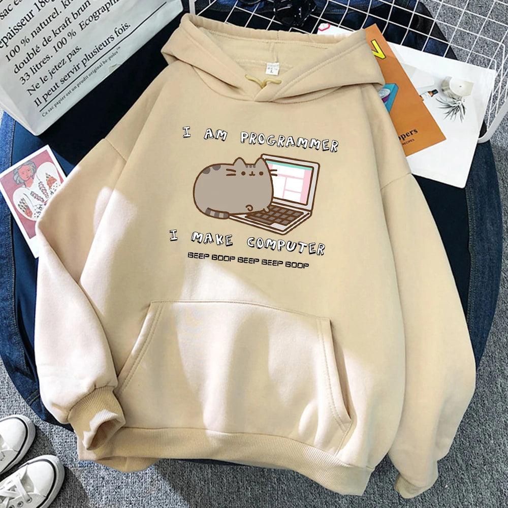 I Am Programmer Pusheen Cat Hoodie, 11 Colors, S-2XL - Just Cats - Gifts for Cat Lovers