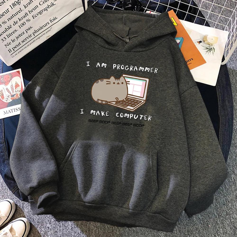 I Am Programmer Pusheen Cat Hoodie, 11 Colors, S-2XL - Just Cats - Gifts for Cat Lovers