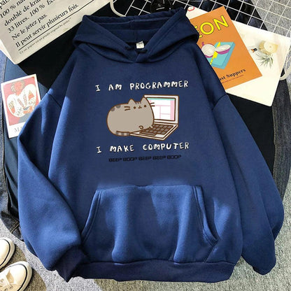 I Am Programmer Pusheen Cat Hoodie, 11 Colors, S-2XL - Just Cats - Gifts for Cat Lovers