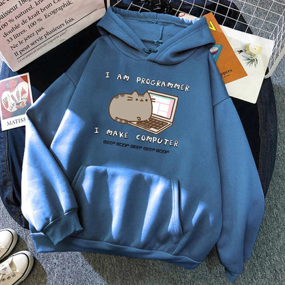 I Am Programmer Pusheen Cat Hoodie, 11 Colors, S-2XL - Just Cats - Gifts for Cat Lovers