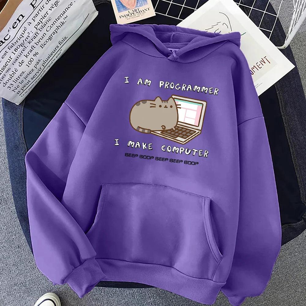 I Am Programmer Pusheen Cat Hoodie, 11 Colors, S-2XL - Just Cats - Gifts for Cat Lovers