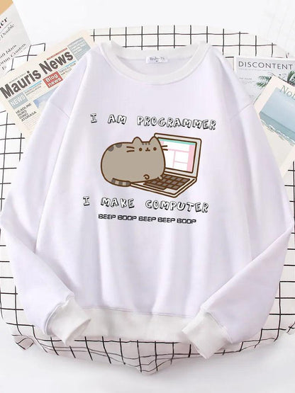 I Am Programmer Pusheen Cat Sweatshirt, 10 Colors, S-XXL - Just Cats - Gifts for Cat Lovers