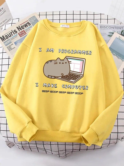 I Am Programmer Pusheen Cat Sweatshirt, 10 Colors, S-XXL - Just Cats - Gifts for Cat Lovers