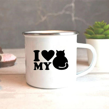 I Love My Cat Print Enamel Mugs - Just Cats - Gifts for Cat Lovers