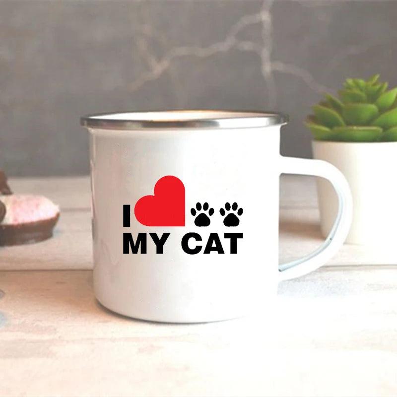 I Love My Cat Print Enamel Mugs - Just Cats - Gifts for Cat Lovers