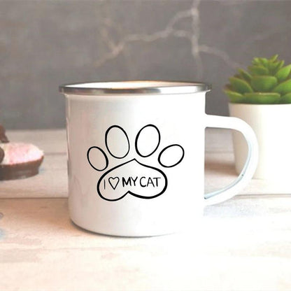 I Love My Cat Print Enamel Mugs - Just Cats - Gifts for Cat Lovers