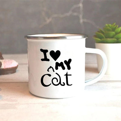 I Love My Cat Print Enamel Mugs - Just Cats - Gifts for Cat Lovers