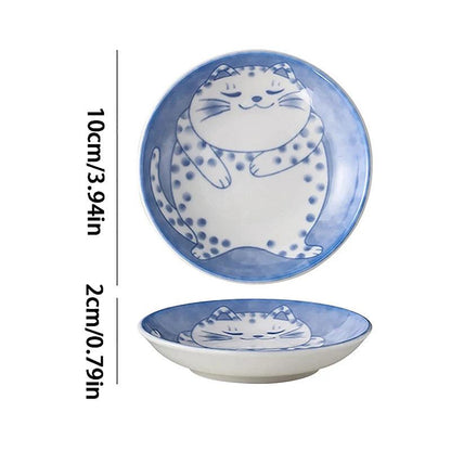 Japanese Style Ceramic Sauce Dish/Dessert Plate, 4 Designs, Full set 10% 0ff - Just Cats - Gifts for Cat Lovers