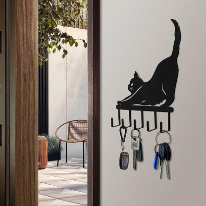 Metal Black Cat Hook Rack - Just Cats - Gifts for Cat Lovers