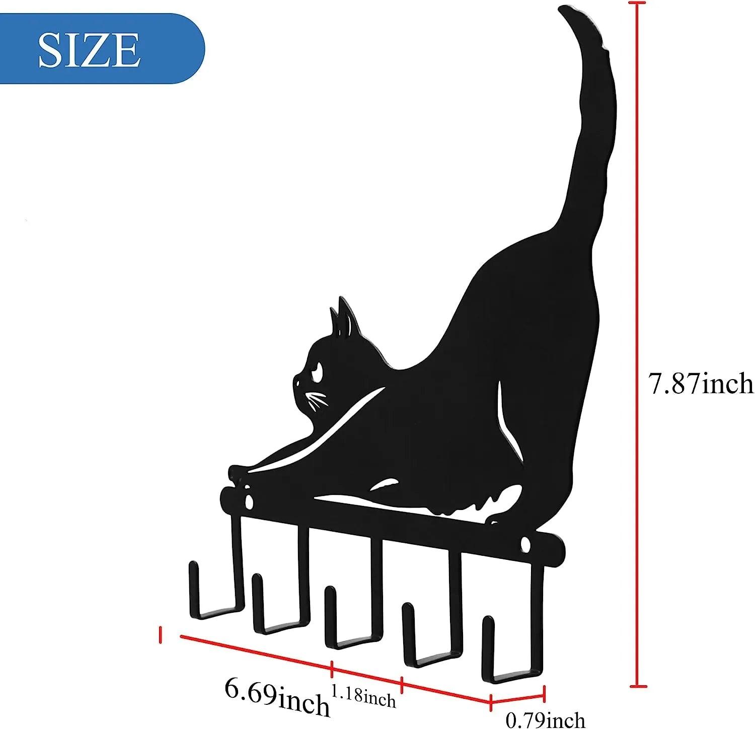 Metal Black Cat Hook Rack - Just Cats - Gifts for Cat Lovers