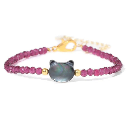 Mini Shell Cat Head Beaded Bracelet, 5 colors, Adjustable - Just Cats - Gifts for Cat Lovers