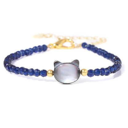 Mini Shell Cat Head Beaded Bracelet, 5 colors, Adjustable - Just Cats - Gifts for Cat Lovers