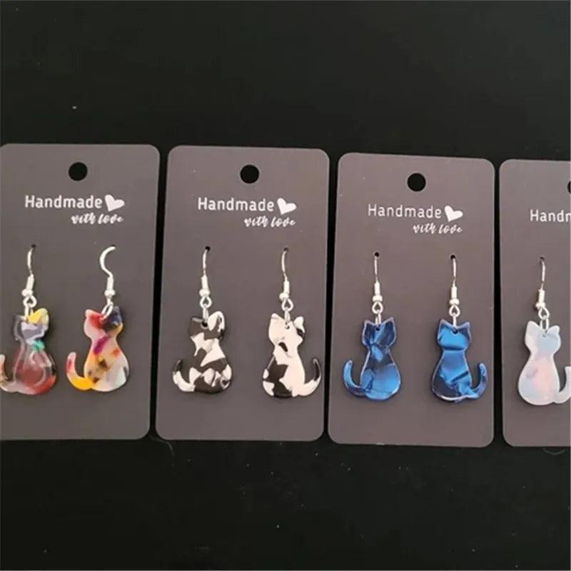 Multicolor Cat Acrylic Drop Earrings - Just Cats - Gifts for Cat Lovers