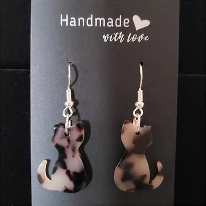 Multicolor Cat Acrylic Drop Earrings - Just Cats - Gifts for Cat Lovers