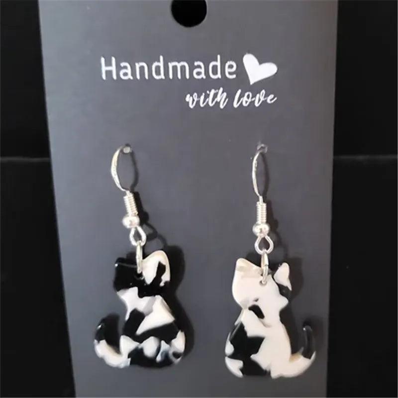 Multicolor Cat Acrylic Drop Earrings - Just Cats - Gifts for Cat Lovers