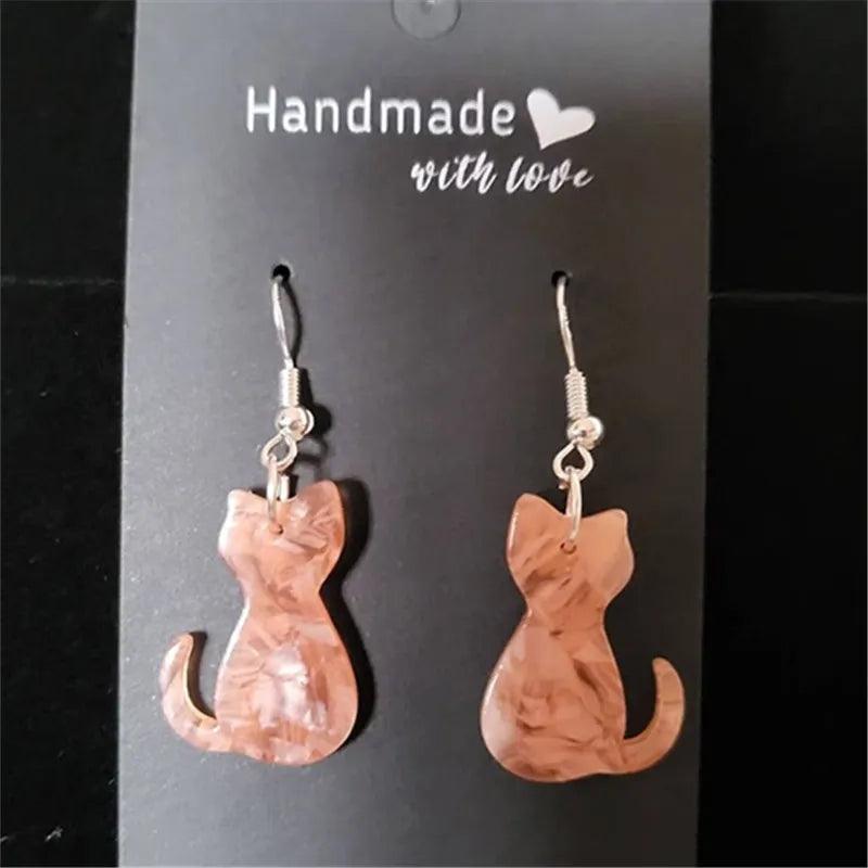 Multicolor Cat Acrylic Drop Earrings - Just Cats - Gifts for Cat Lovers