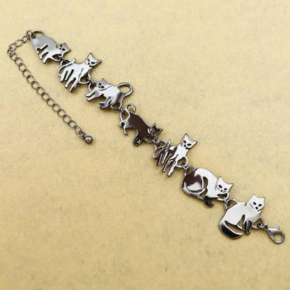 Multiple Cats Charm Bracelet, Black/Silver/Gold - Just Cats - Gifts for Cat Lovers