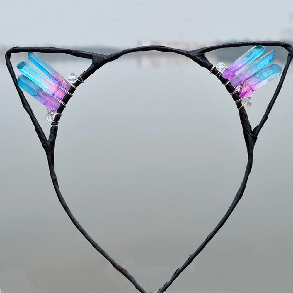 Natural Crystal Cat Ears Headband - Just Cats - Gifts for Cat Lovers