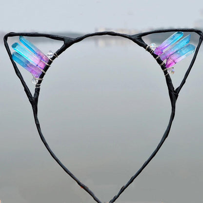 Natural Crystal Cat Ears Headband - Just Cats - Gifts for Cat Lovers