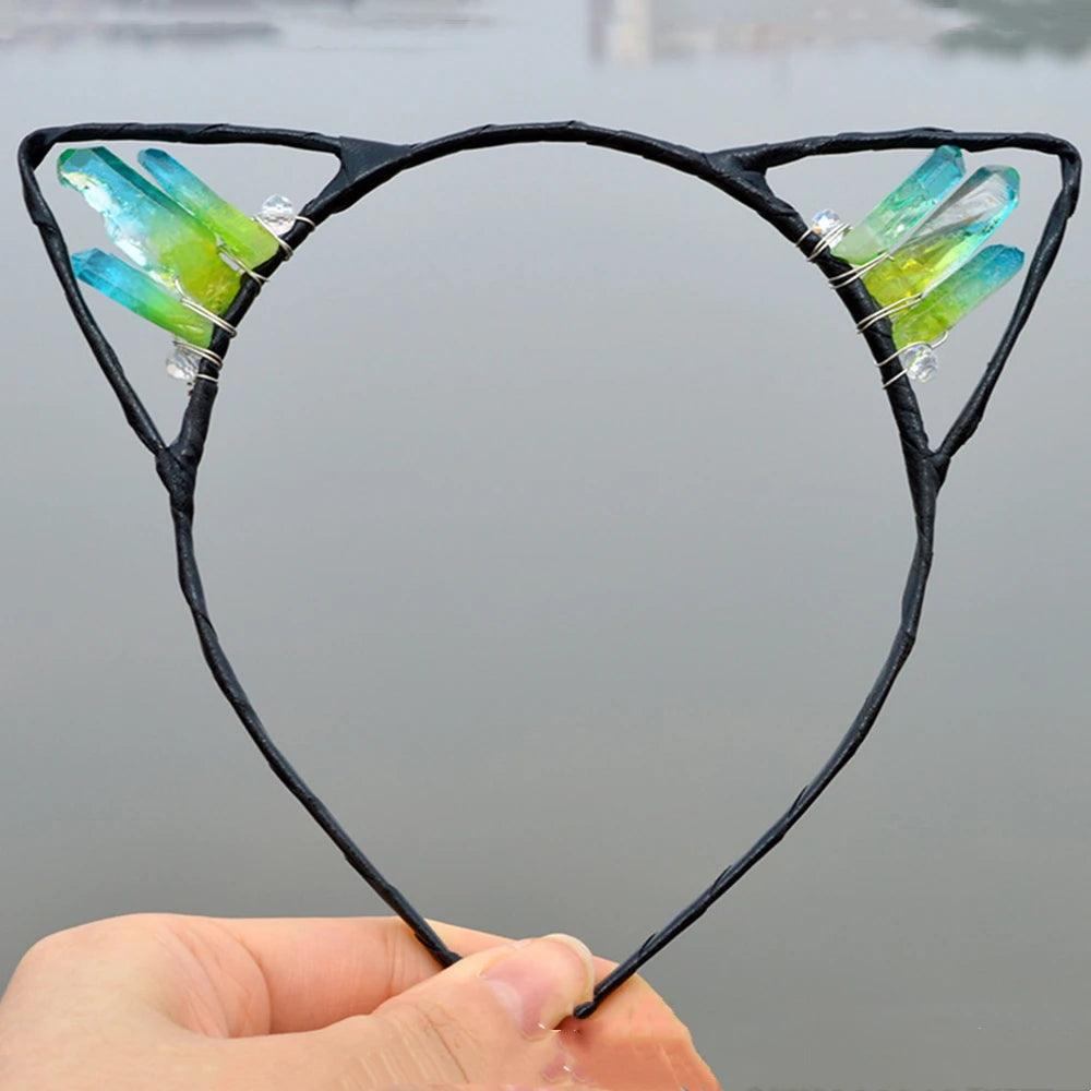 Natural Crystal Cat Ears Headband - Just Cats - Gifts for Cat Lovers