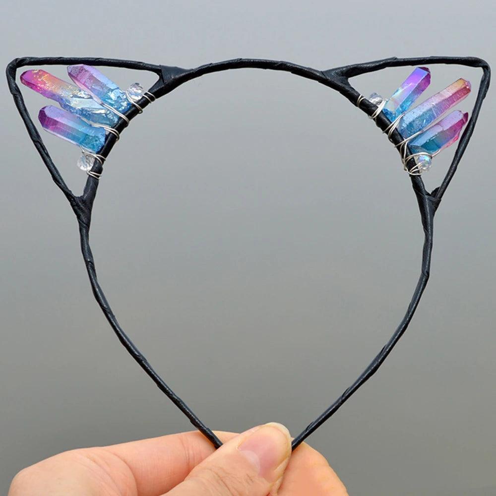 Natural Crystal Cat Ears Headband - Just Cats - Gifts for Cat Lovers