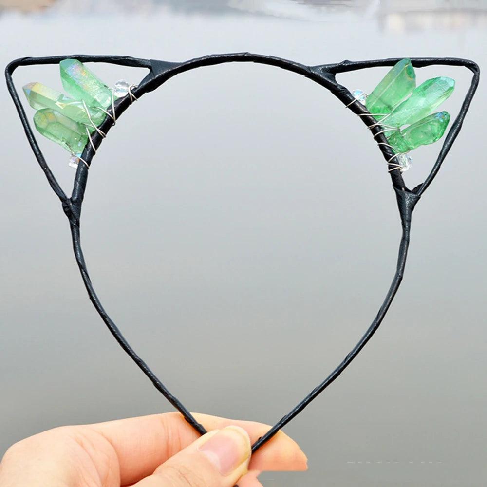 Natural Crystal Cat Ears Headband - Just Cats - Gifts for Cat Lovers