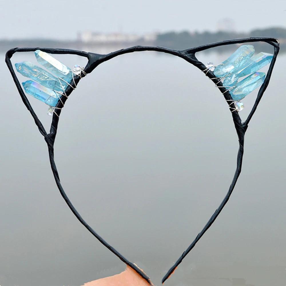 Natural Crystal Cat Ears Headband - Just Cats - Gifts for Cat Lovers