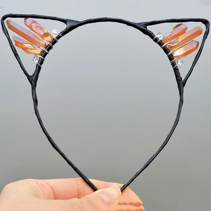 Natural Crystal Cat Ears Headband - Just Cats - Gifts for Cat Lovers