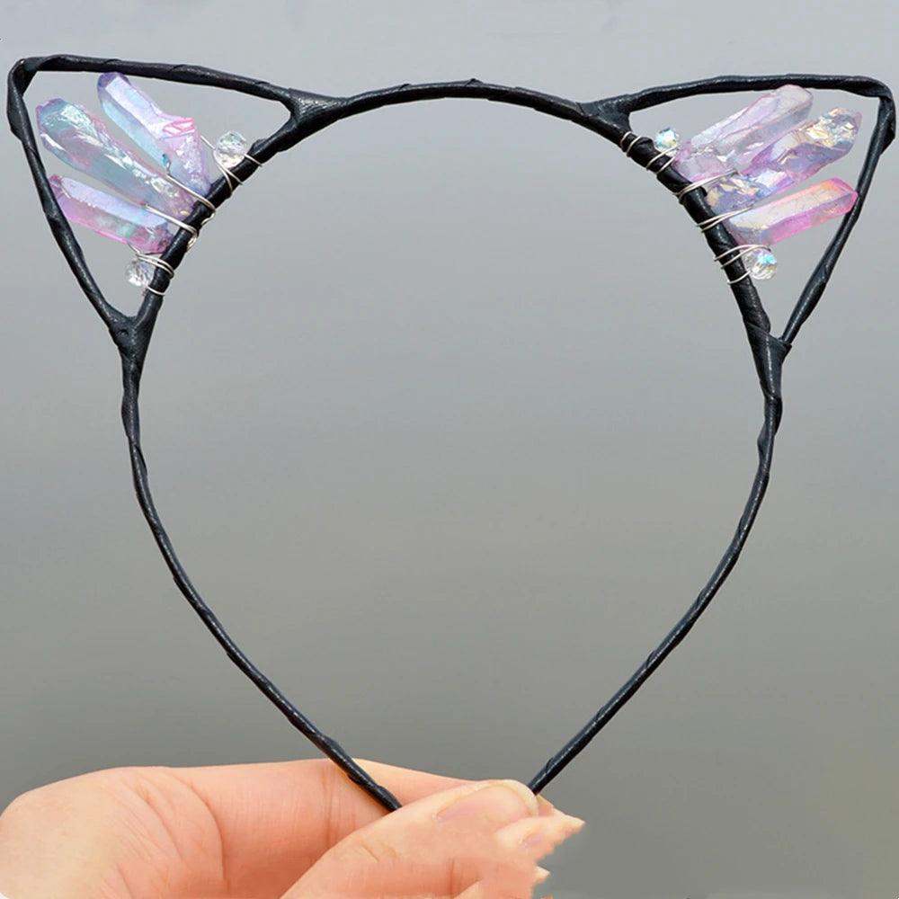 Natural Crystal Cat Ears Headband - Just Cats - Gifts for Cat Lovers