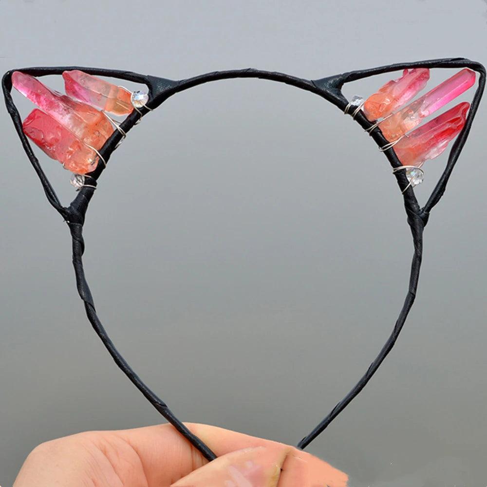 Natural Crystal Cat Ears Headband - Just Cats - Gifts for Cat Lovers