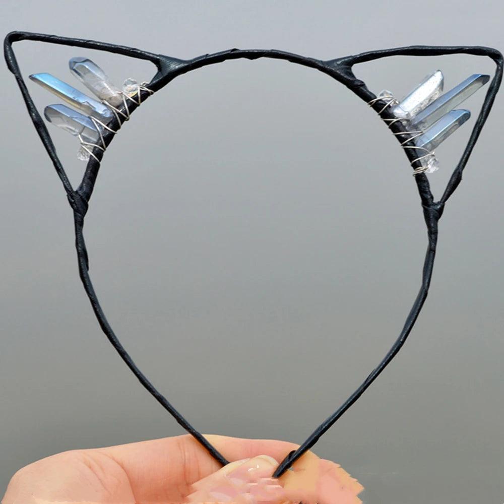 Natural Crystal Cat Ears Headband - Just Cats - Gifts for Cat Lovers