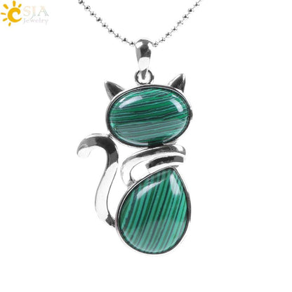 Natural Stone Necklaces Cat-Shaped, 12 colors - Just Cats - Gifts for Cat Lovers