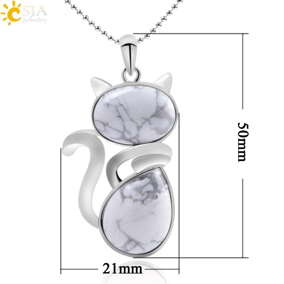 Natural Stone Necklaces Cat-Shaped, 12 colors - Just Cats - Gifts for Cat Lovers