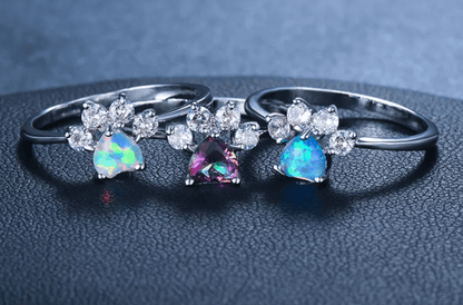 Opal Zirconia Paw Ring, 3 Colors - Just Cats - Gifts for Cat Lovers