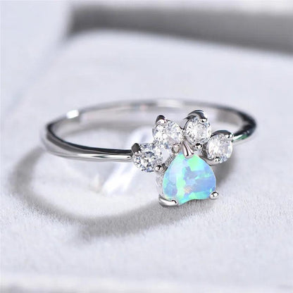 Opal Zirconia Paw Ring, 3 Colors - Just Cats - Gifts for Cat Lovers